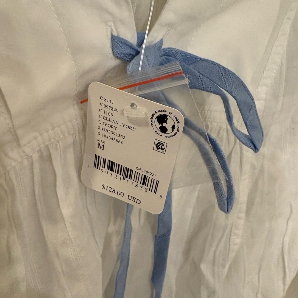 Free People We The Free Evening Edit Shirt Medium Color: Clean Ivory NWT - Picture 4 of 6
